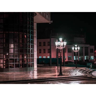 Nočné lampy v daždi - fotoobraz